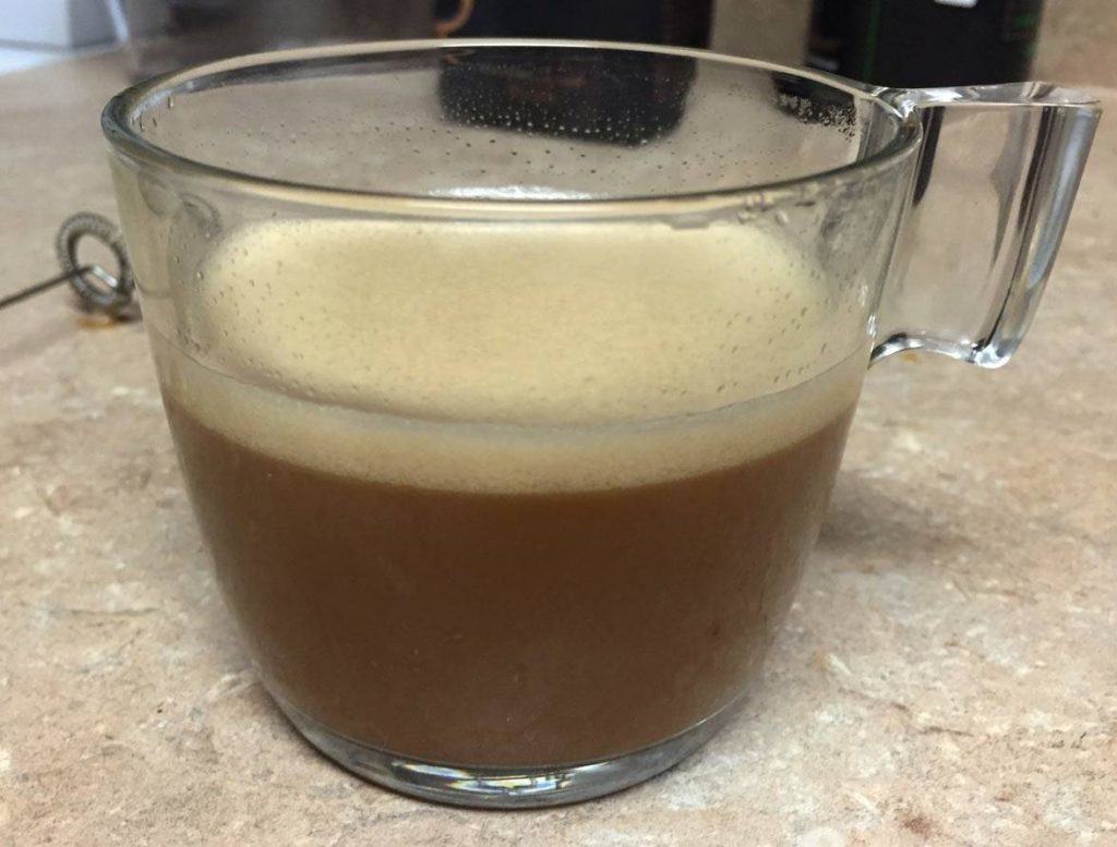 Here's the finished cup of bulletproof coffee, easy as a breeze!