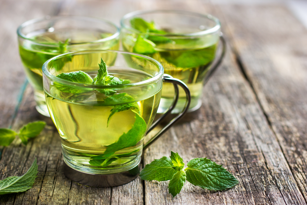 mint tea freshly made in cups