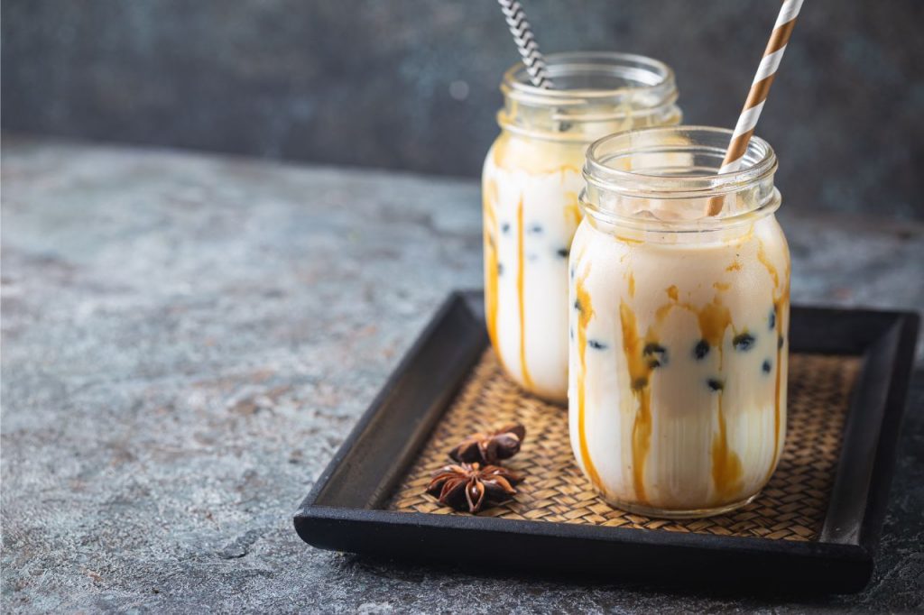 creamy milk tea in a glass