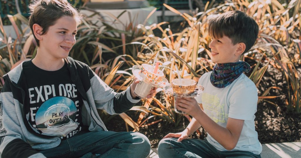 boys drinking boba tea