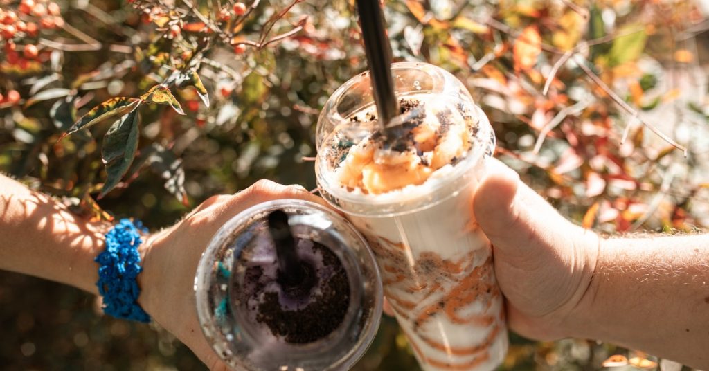 two types of bubble tea with ice cream