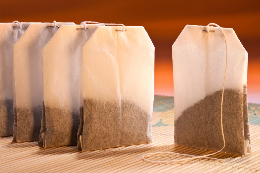 tea bags with tea grounds