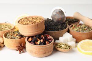 selection of herbal teas for upset stomach