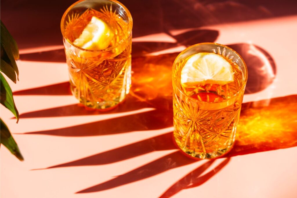 hard twisted  iced tea in glasses