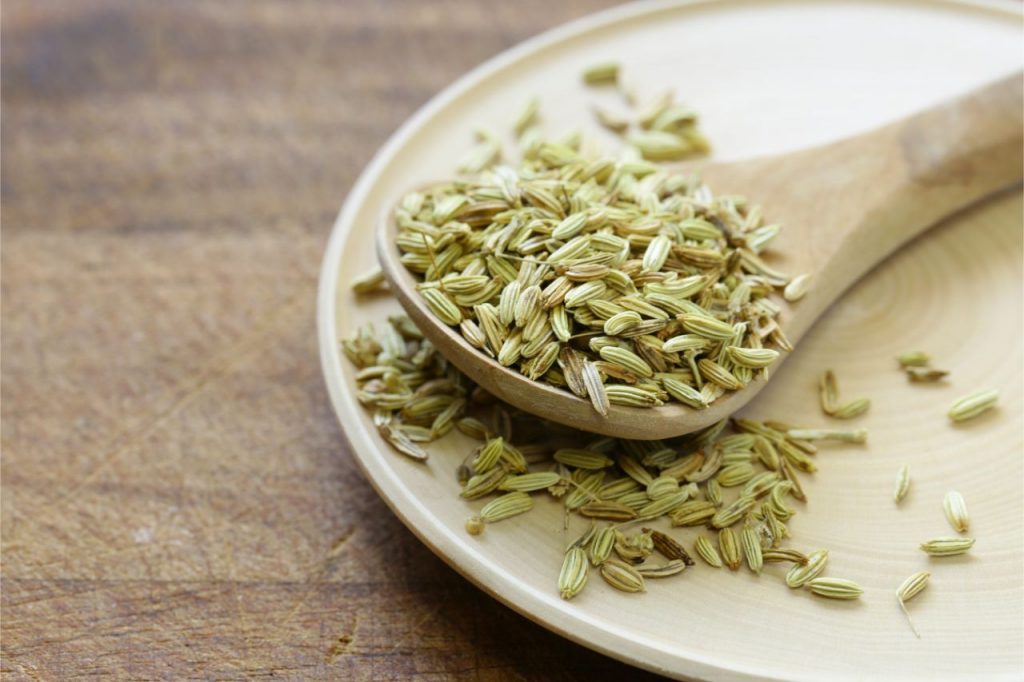 a scoop of fennel seeds